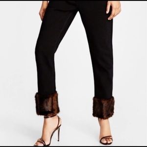 Zara black jeans with faux fur